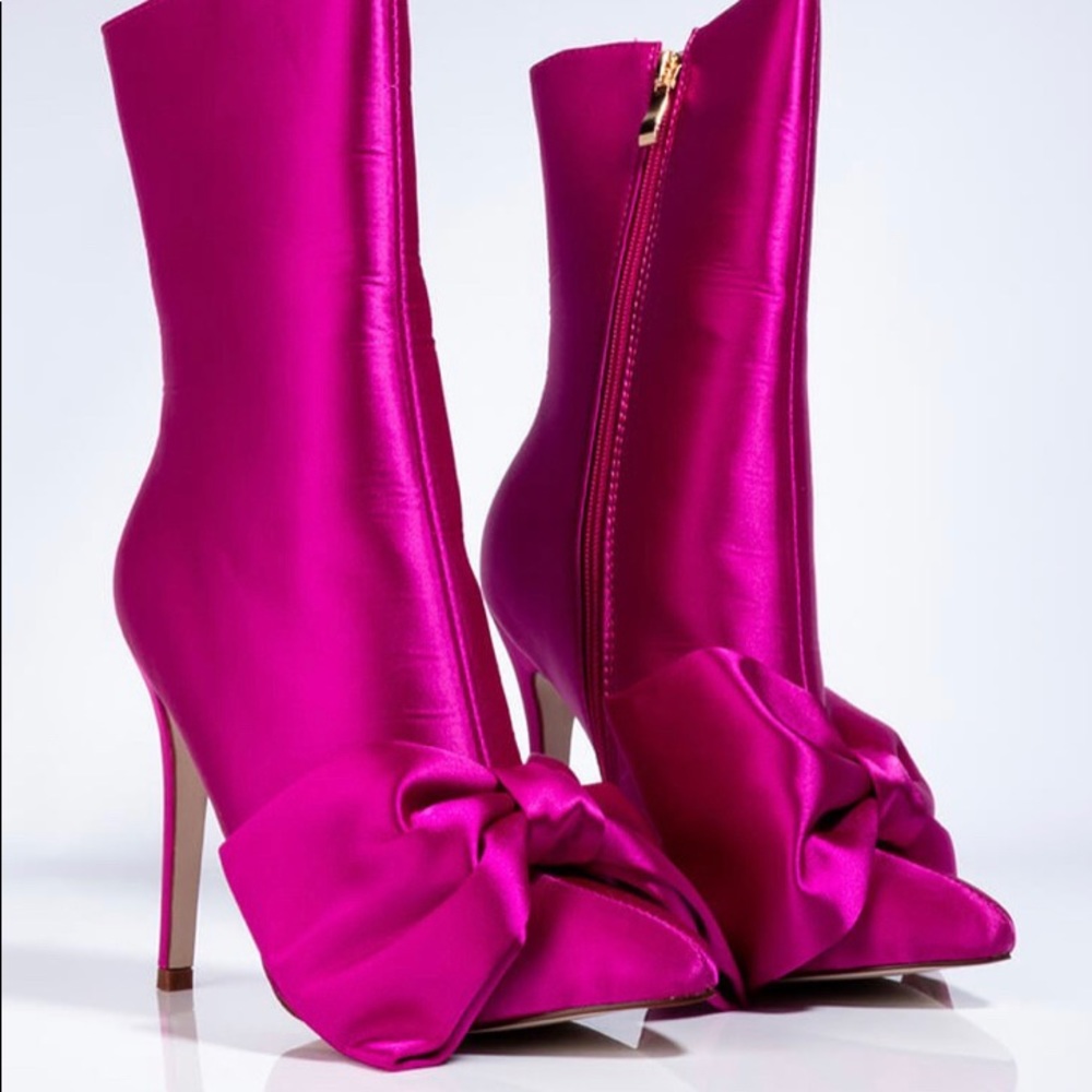 Fuchsia Bow Tie Stiletto Booties